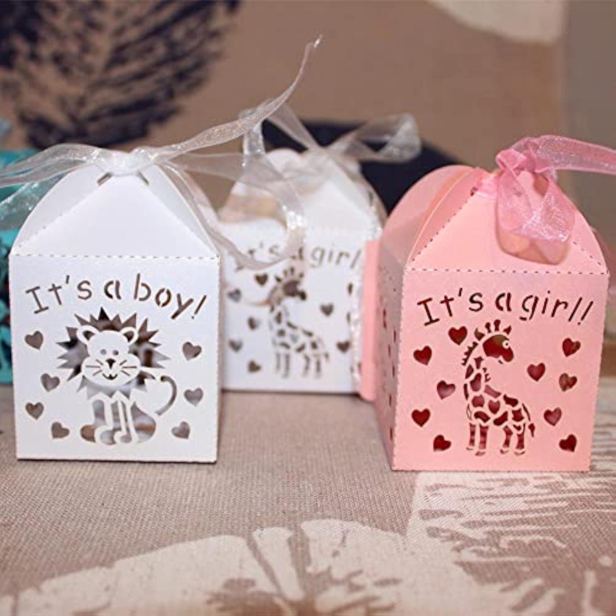 50pcs Laser Cut It's a Boy Candy Gift Boxes, Baby Shower